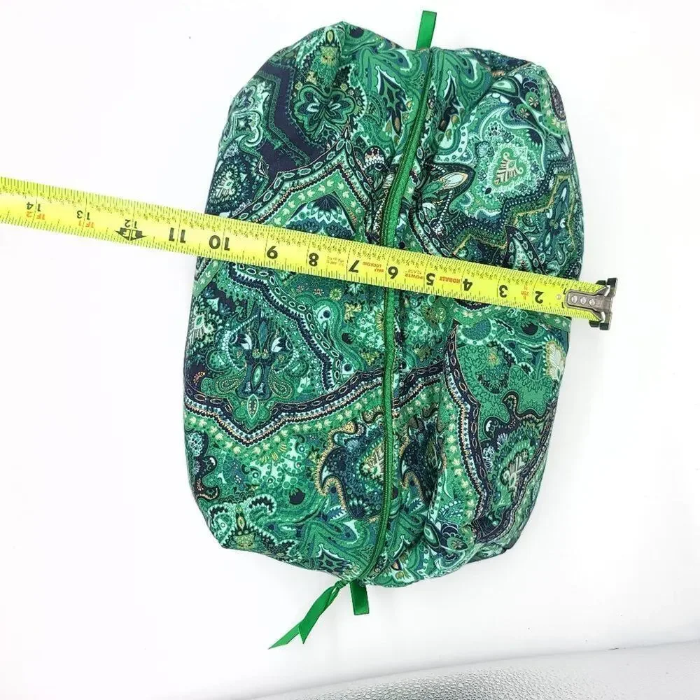 Handmade Makeup Cosmetic Bag Set Green Floral Travel Zip Case Lined Make Up - Picture 13 of 13